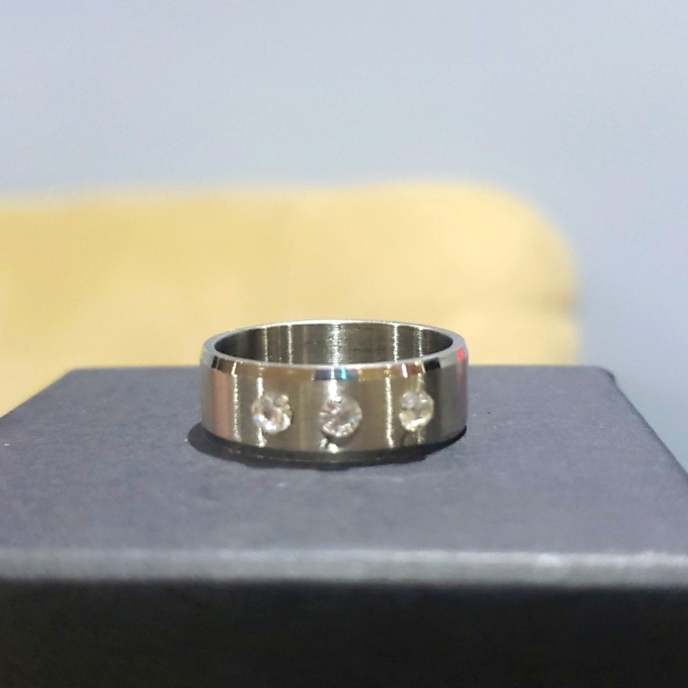 Mens Womens Band Ring Crystal Rings Jewelry Silver Ring Size 10